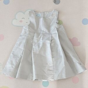 Obaibi Silver Linen Cotton Blend Toddler Dress